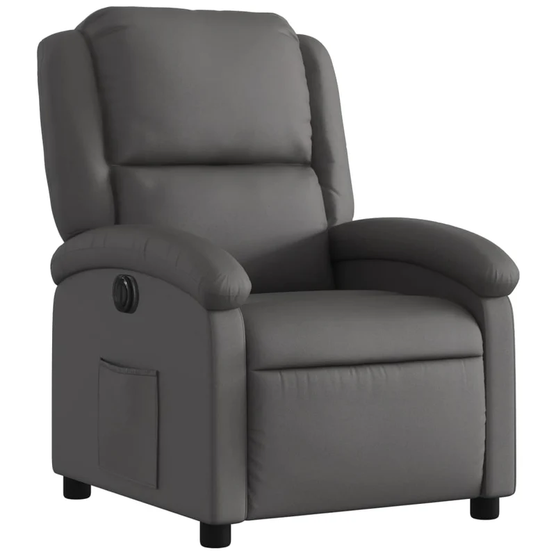 Fauteuil relax TV fonction d'inclinaison électrique très confortable en cuir véritable gris DEC028336