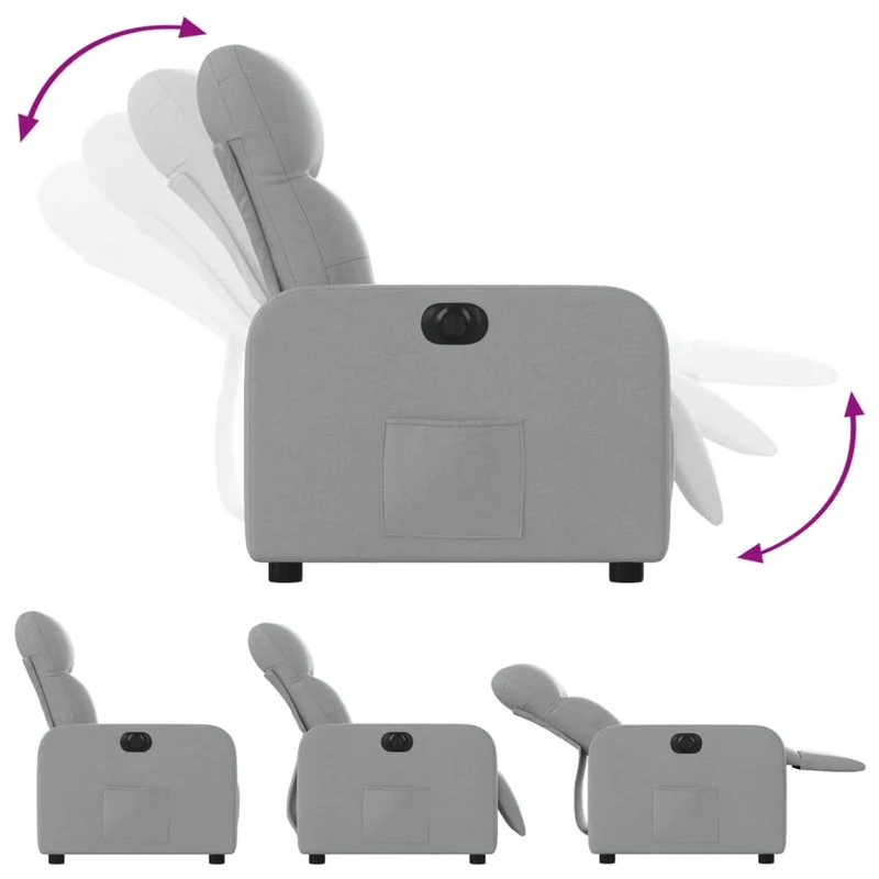 Fauteuil relax TV fonction d'inclinaison électrique très confortable en tissu gris clair DEC028328