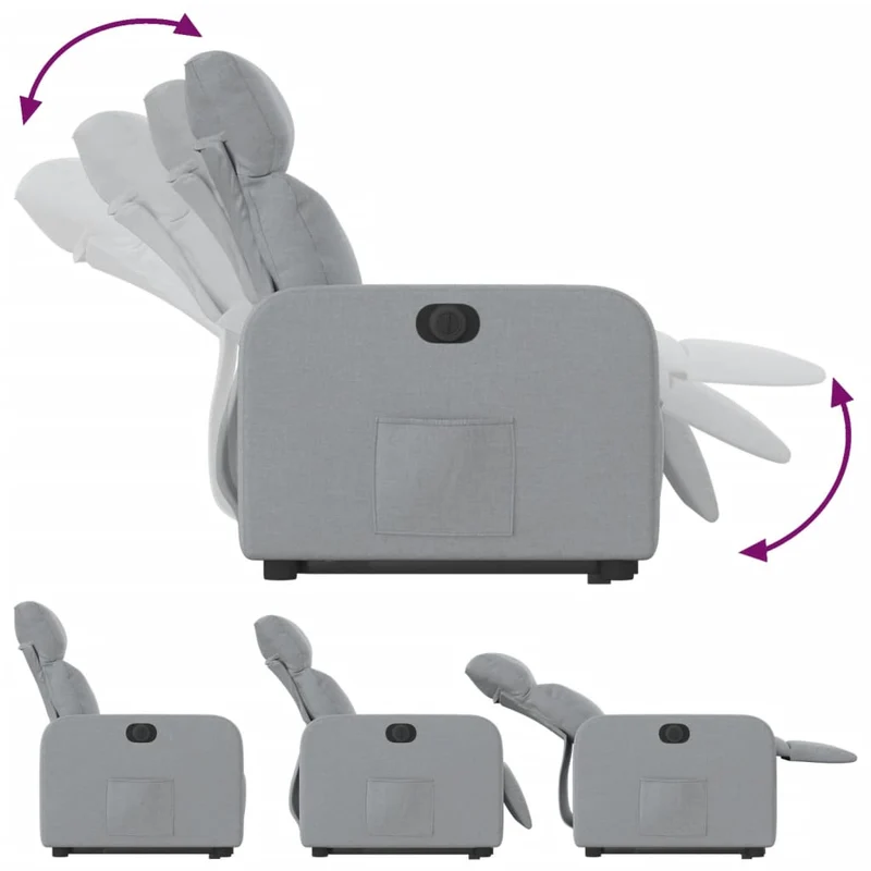 Fauteuil relax TV fonction de levage électrique très confortable en tissu gris clair DEC028322