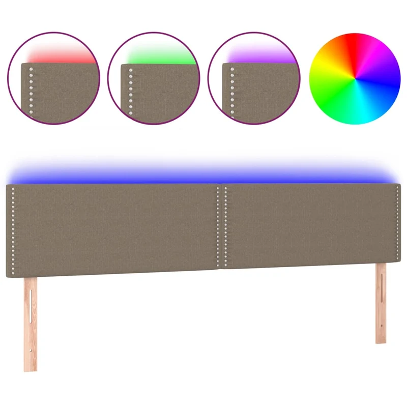 Tête de lit accessoire couchage chambre à coucher meuble à LED 180 x 5 x 78/88 cm tissu taupe TDL0200385