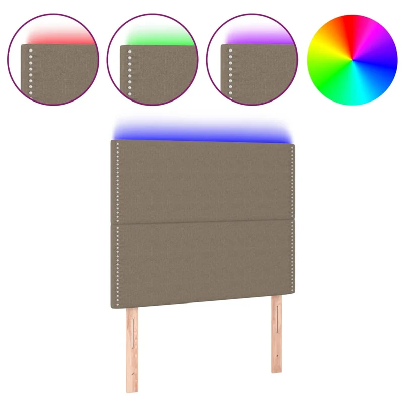 Tête de lit accessoire couchage chambre à coucher meuble à LED 90 x 5 x 118/128 cm tissu taupe TDL0200351