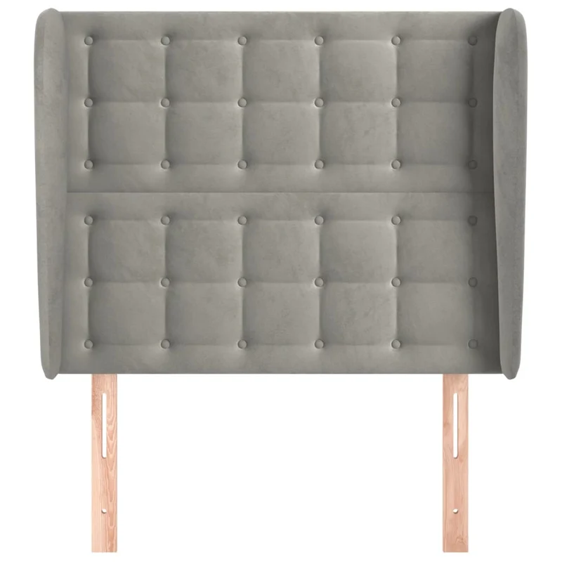 Tête de lit accessoire couchage chambre à coucher meuble capitonné avec rebord latéral 83 x 23 x 118/128 cm tissu velours gris clair TDL0205124