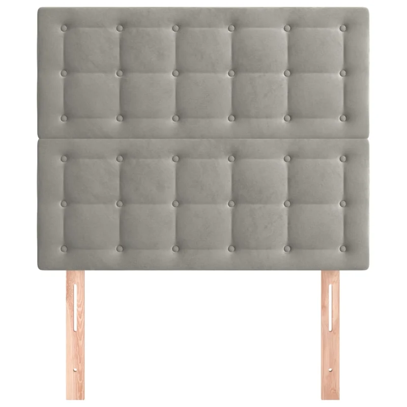 Tête de lit accessoire couchage chambre à coucher meuble capitonné 2 parties 80 x 5 x 78/88 cm tissu velours gris clair TDL0206413