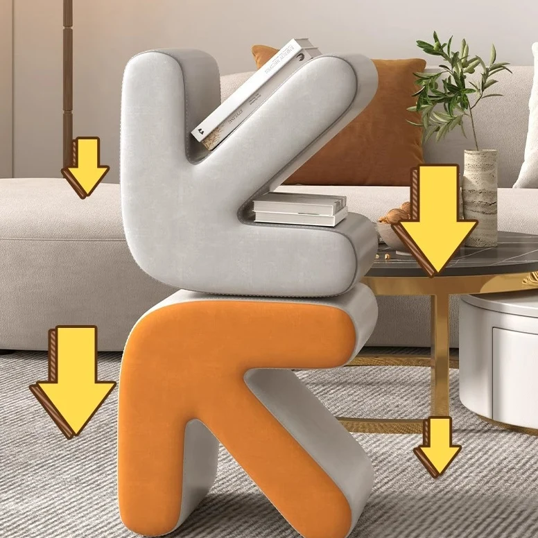 Contemporary Creative Arrow Synthetic Fabric Plywood Footstool Backless Armless For Living Room