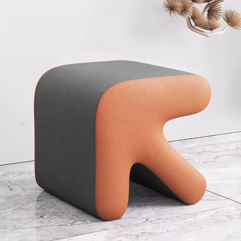 Contemporary Creative Arrow Synthetic Fabric Plywood Footstool Backless Armless For Living Room
