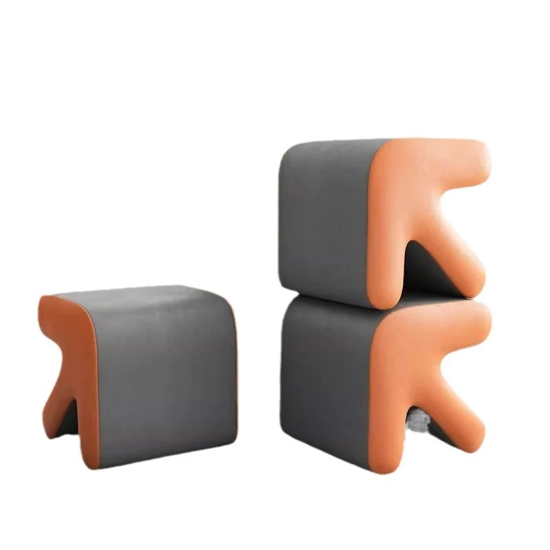 Contemporary Creative Arrow Synthetic Fabric Plywood Footstool Backless Armless For Living Room