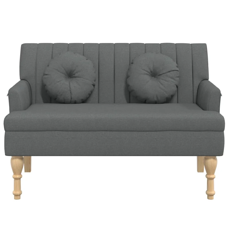 Banquette banc canapé avec coussins dossier et accoudoirs 113 x 64,5 x 75,5 cm en tissu gris DEC024630