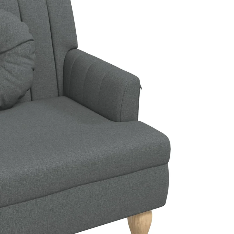 Banquette banc canapé avec coussins dossier et accoudoirs 113 x 64,5 x 75,5 cm en tissu gris DEC024630
