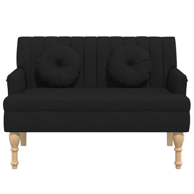 Banc canapé avec coussins avec accoudoirs et dossier 113 x 64,5 x 75,5 cm en tissu noir DEC024633