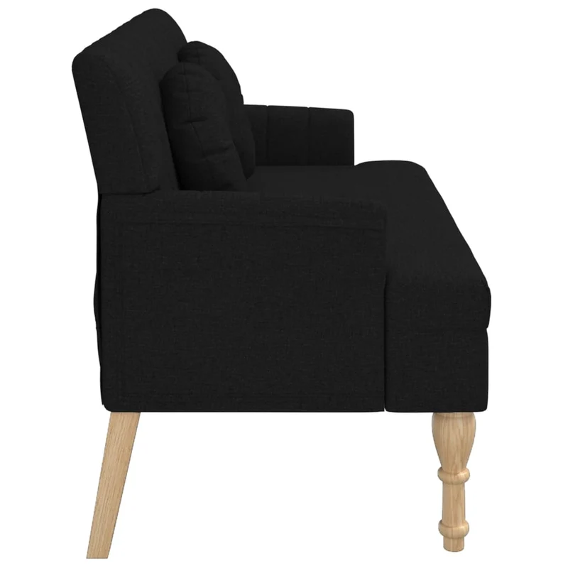 Banc canapé avec coussins avec accoudoirs et dossier 113 x 64,5 x 75,5 cm en tissu noir DEC024633