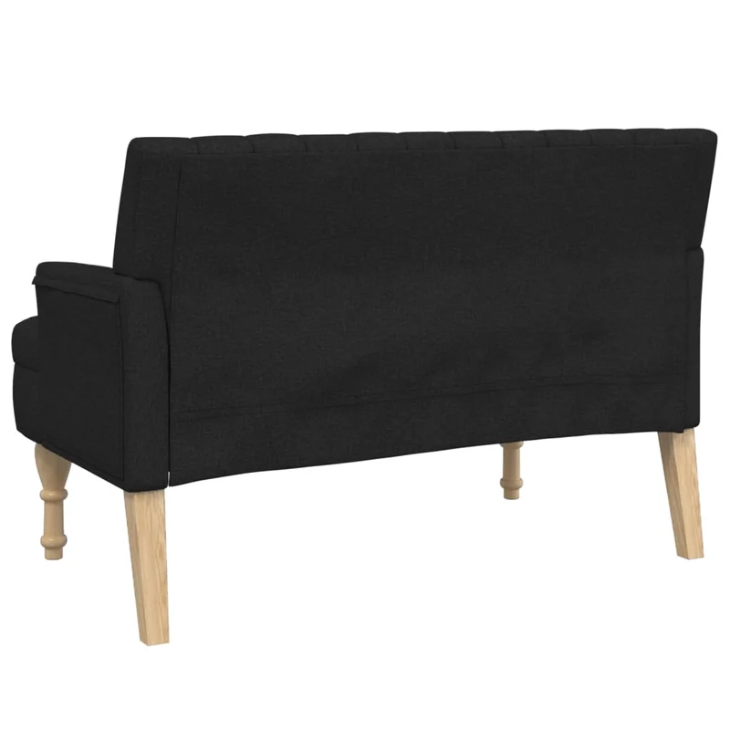Banc canapé avec coussins avec accoudoirs et dossier 113 x 64,5 x 75,5 cm en tissu noir DEC024633