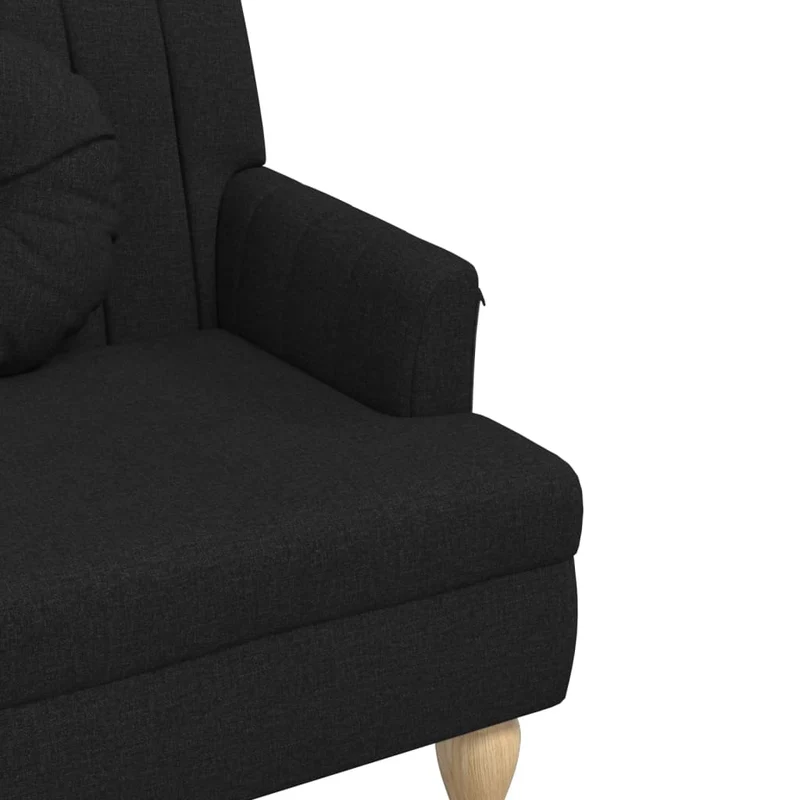 Banc canapé avec coussins avec accoudoirs et dossier 113 x 64,5 x 75,5 cm en tissu noir DEC024633