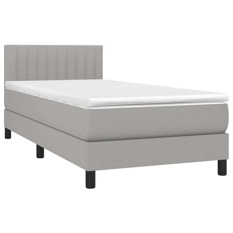 Cadre de lit LED avec sommier tête de lit matelas 80x200cm tissu gris clair TDL0209500