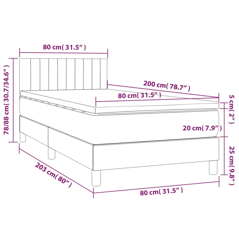 Cadre de lit LED avec sommier tête de lit matelas 80x200cm tissu gris clair TDL0209500