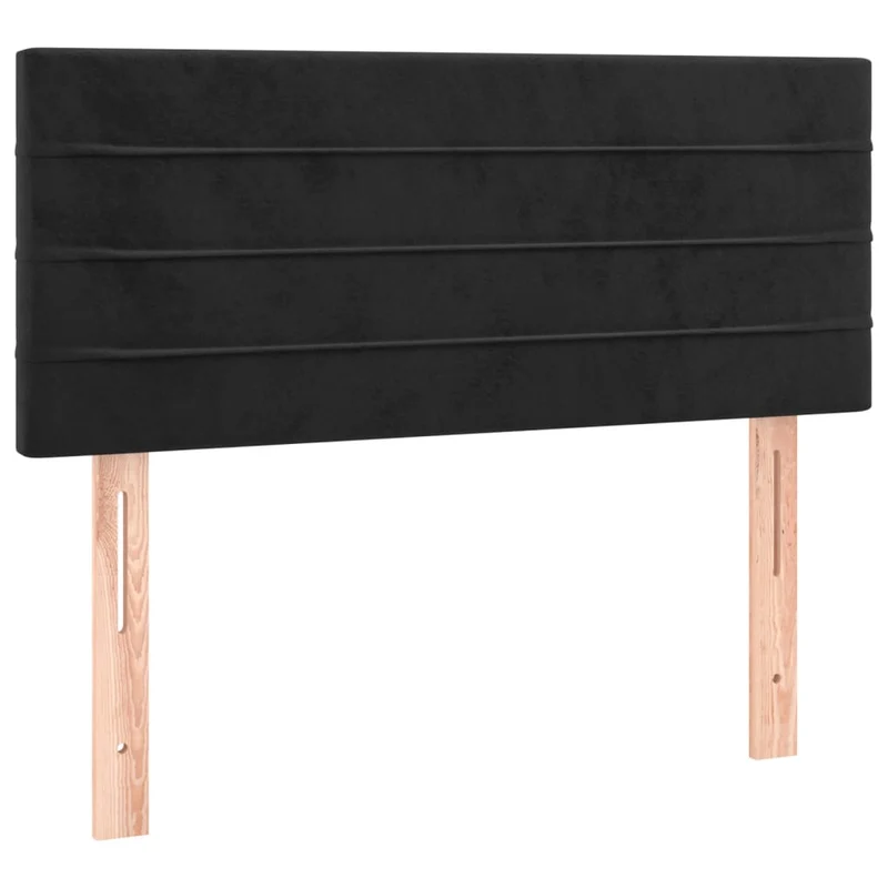 Cadre de lit LED avec sommier tête de lit matelas 100x200 cm tissu velours noir TDL0209312