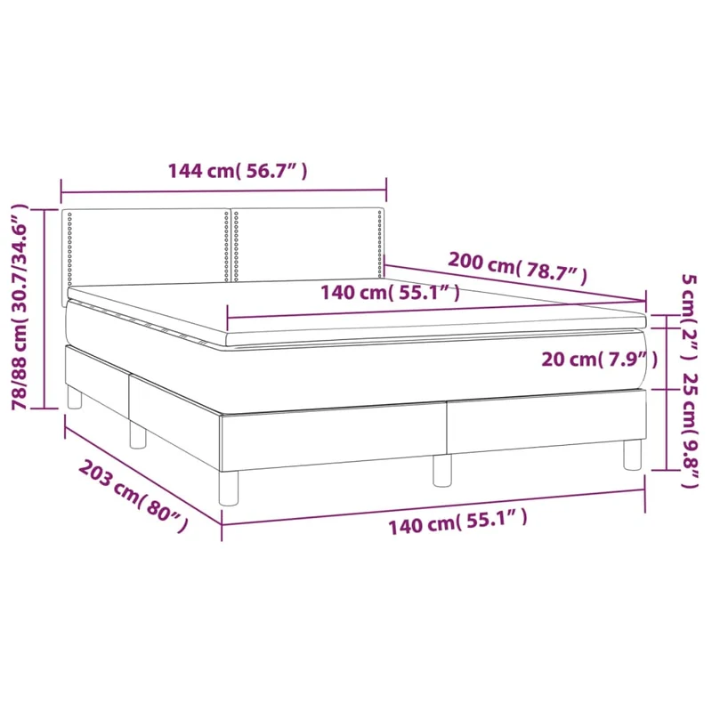 Cadre de lit LED avec sommier tête de lit matelas 140x200cm synthétique noir TDL0209192