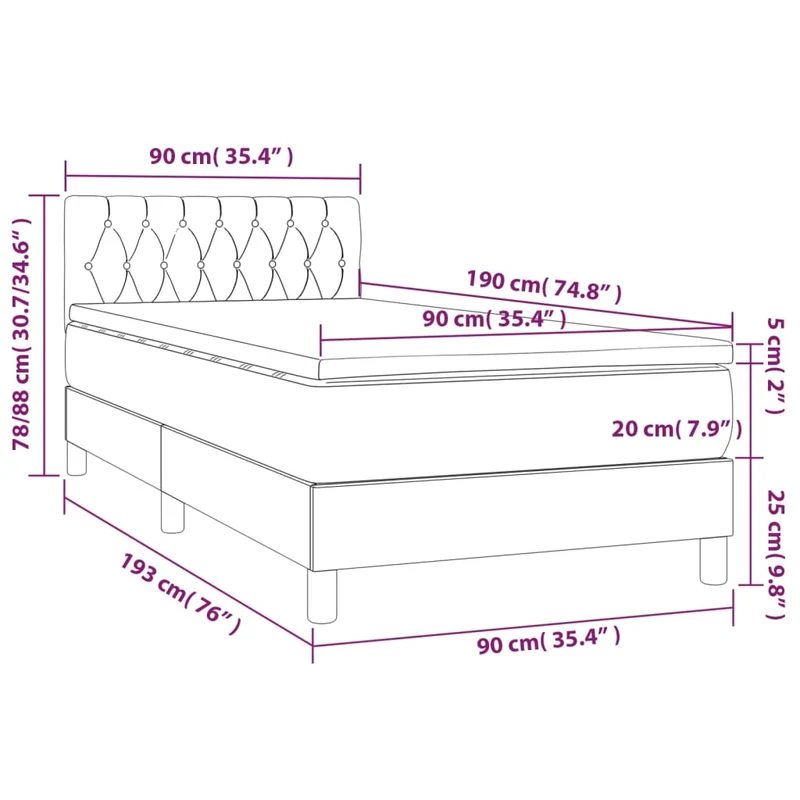 Cadre de lit LED avec sommier tête de lit matelas 90x190 cm tissu noir TDL0209071