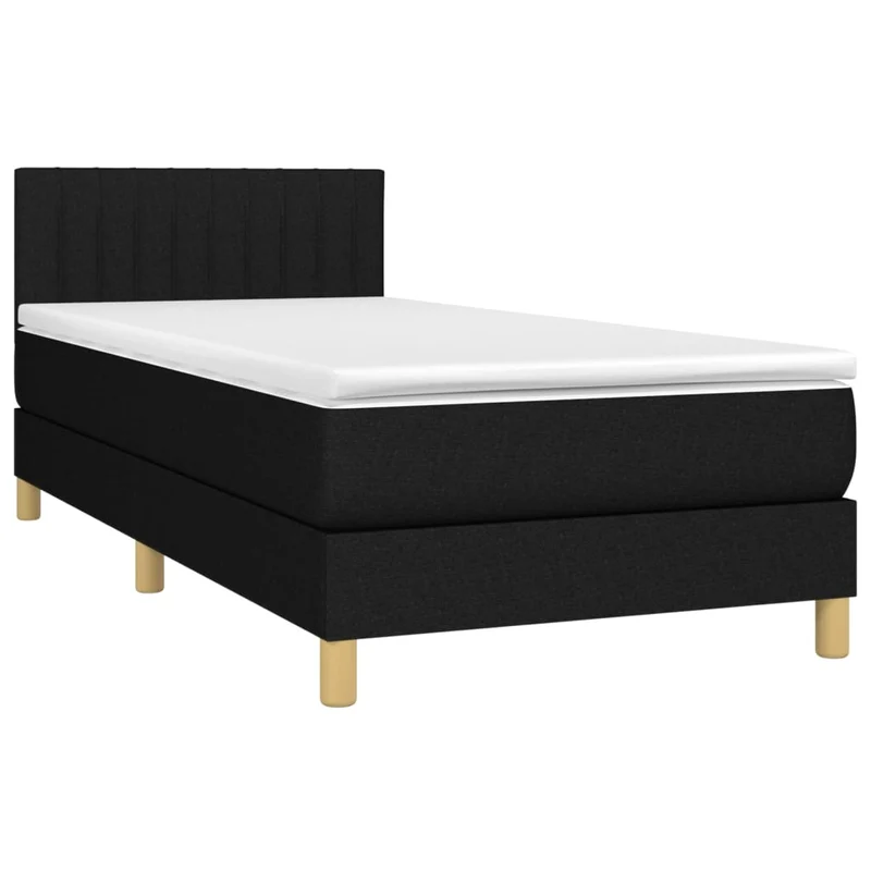 Cadre de lit LED avec sommier tête de lit matelas 90x190 cm tissu noir TDL0209062