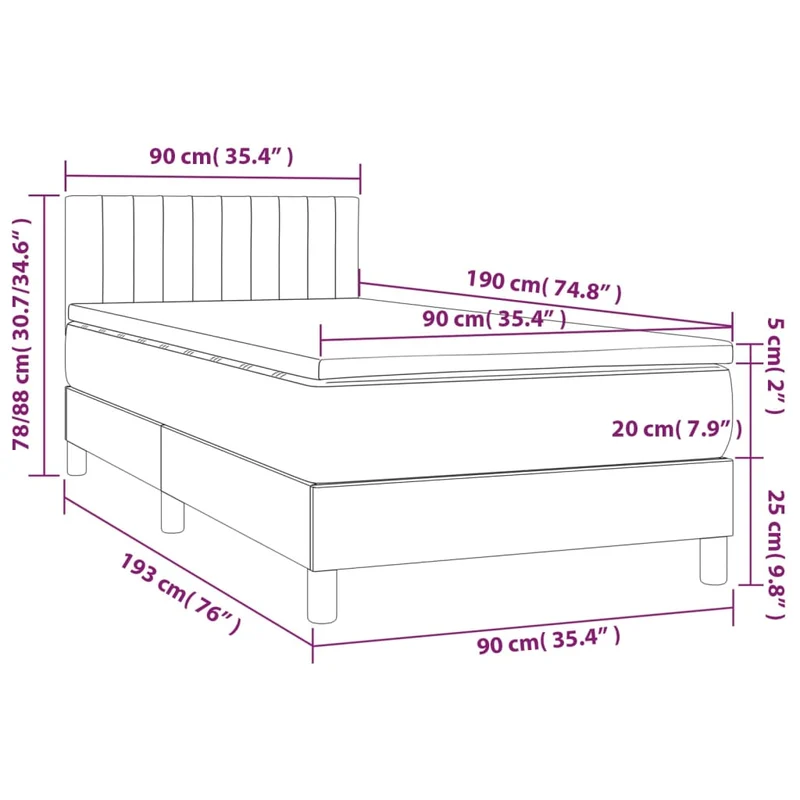 Cadre de lit LED avec sommier tête de lit matelas 90x190 cm tissu noir TDL0209057