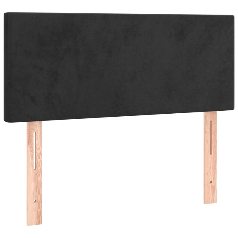 Cadre de lit LED avec sommier tête de lit matelas 90x200 cm tissu velours noir TDL0209003