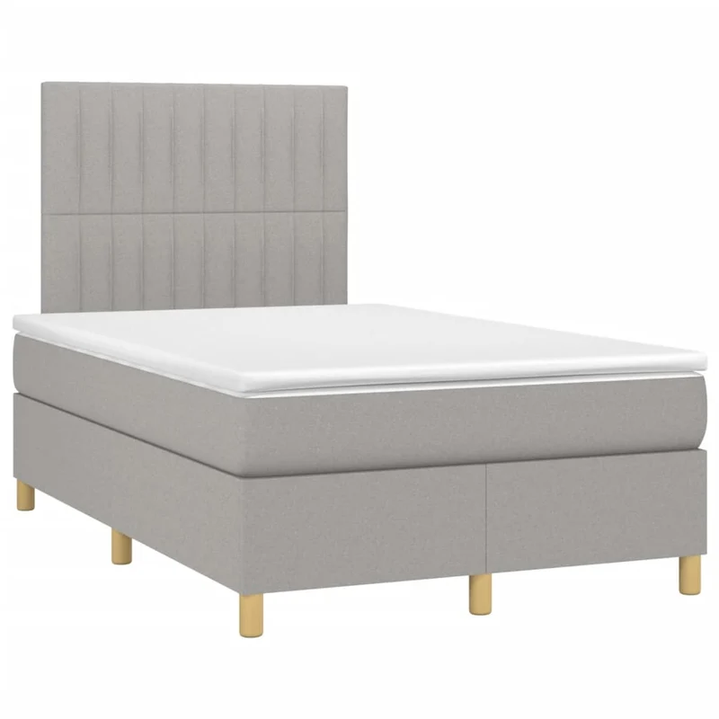 Cadre de lit LED avec sommier tête de lit matelas surmatelas 120x200 cm tissu gris clair TDL0207880