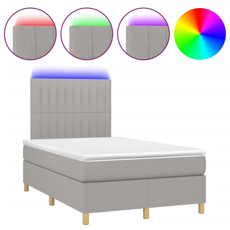 Cadre de lit LED avec sommier tête de lit matelas surmatelas 120x200 cm tissu gris clair TDL0207880