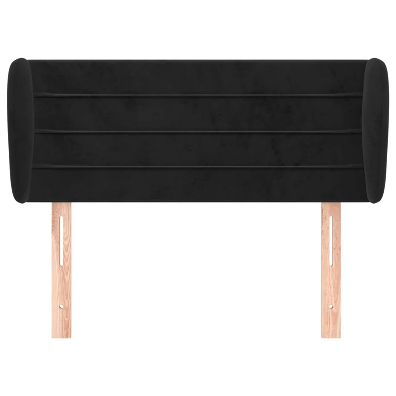 Tête de lit accessoire couchage chambre à coucher meuble avec rebord latéral 103 x 23 x 78/88 cm Tissu velours noir TDL0204588