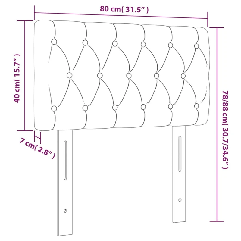 Tête de lit accessoire couchage chambre à coucher meuble 80 x 7 x 78/88 cm tissu gris clair TDL0203209