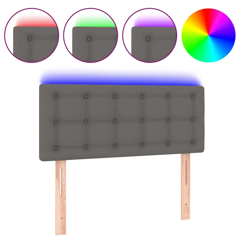 Tête de lit accessoire couchage chambre à coucher meuble à LED 100 x 5 x 78/88 cm synthétique gris TDL0201511