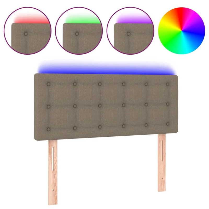 Tête de lit accessoire couchage chambre à coucher meuble à LED 100 x 5 x 78/88 cm tissu taupe TDL0200432