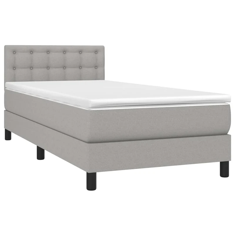Cadre de lit LED avec sommier tête de lit matelas 90x190cm tissu gris clair TDL0209476