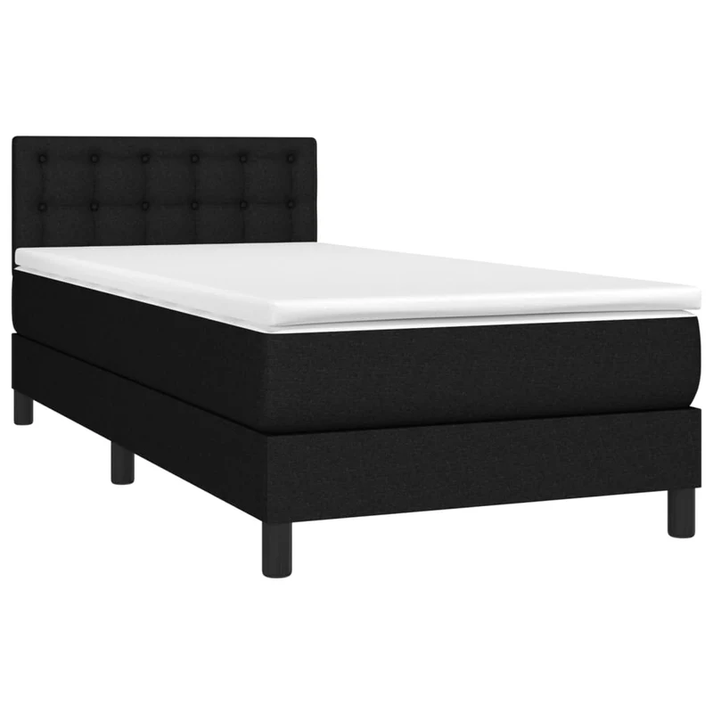 Cadre de lit LED avec sommier tête de lit matelas 80x200cm tissu noir TDL0209103