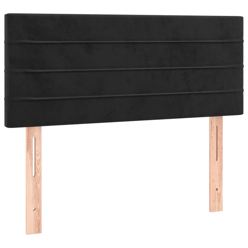 Cadre de lit LED avec sommier tête de lit matelas 90x200 cm tissu velours noir TDL0209004