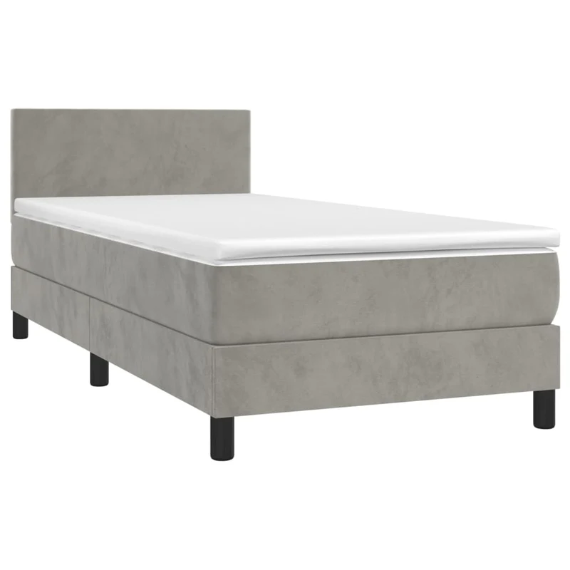 Cadre de lit LED avec sommier tête de lit matelas 80x200cm tissu velours gris clair TDL0208489