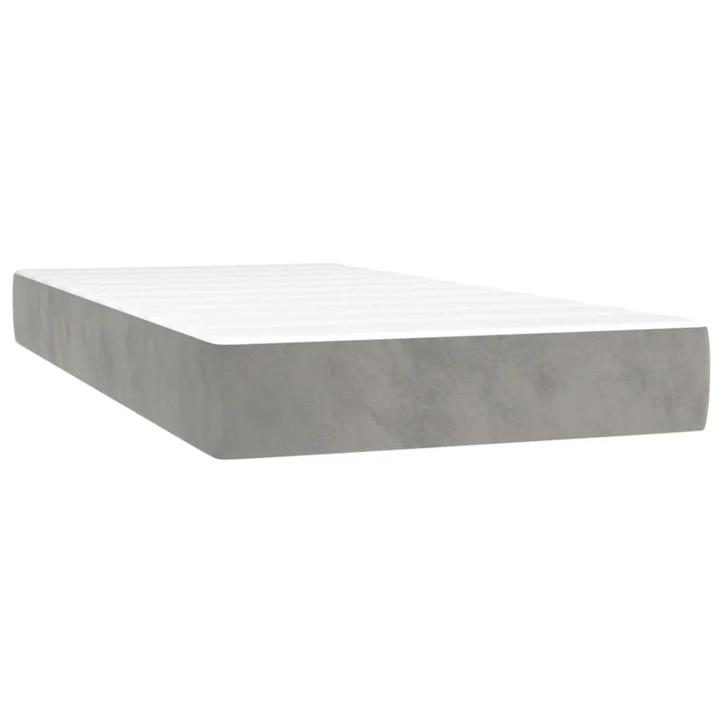 Cadre de lit LED avec sommier tête de lit matelas 90x200cm tissu velours gris clair TDL0208466