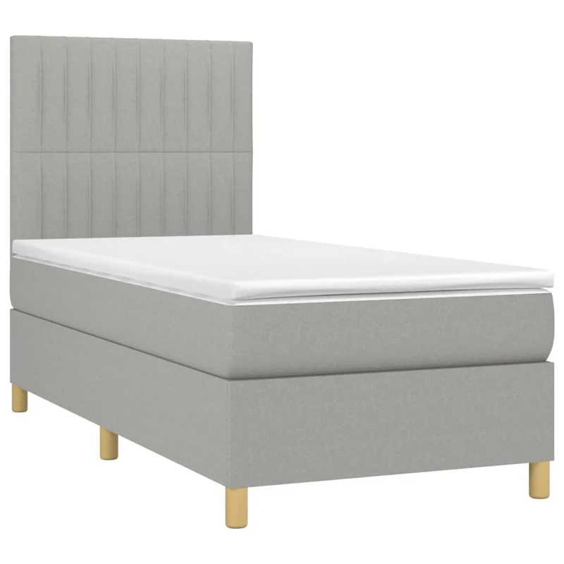 Cadre de lit LED avec sommier tête de lit matelas surmatelas 100x200 cm tissu gris clair TDL0207959