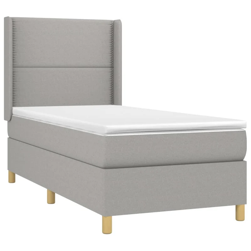 Cadre de lit LED avec sommier tête de lit matelas surmatelas 100x200 cm tissu gris clair TDL0207931