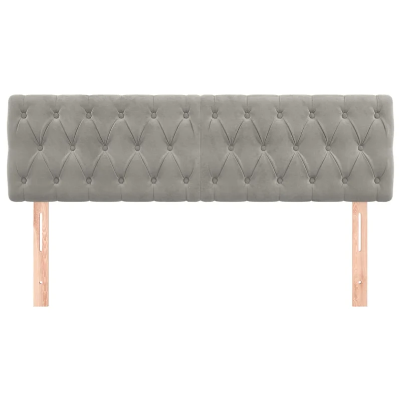 Tête de lit accessoire couchage chambre à coucher meuble capitonné en 2 parties 72 x 7 x 78/88 cm tissu velours gris clair TDL0206422