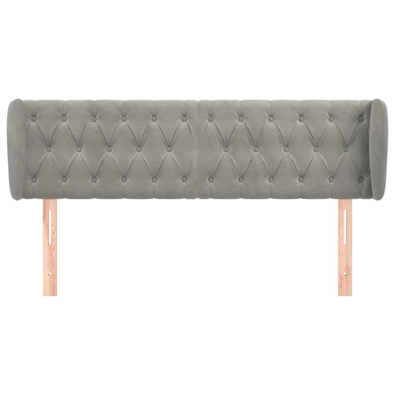 Tête de lit accessoire couchage chambre à coucher meuble capitonné avec rebord latéral 147 x 23 x 78/88 cm tissu velours gris clair TDL0205235