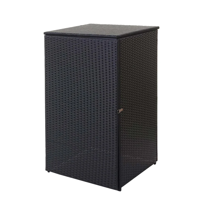 Abri de poubelle extérieur conteneurs à ordures 110x65x66 cm en rotin poly noir 120 litres 04_0002857