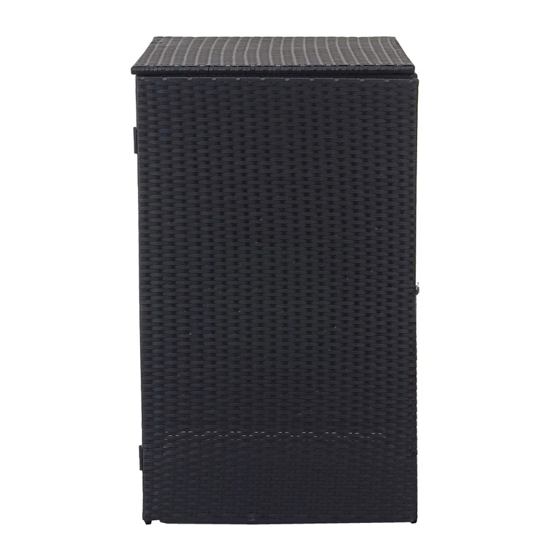 Abri de poubelle extérieur conteneurs à ordures 110x65x66 cm en rotin poly noir 120 litres 04_0002857