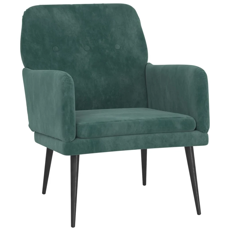 Fauteuil lounge design et moderne avec accoudoirs 62 x 79 x 79 cm en velours vert DEC028683