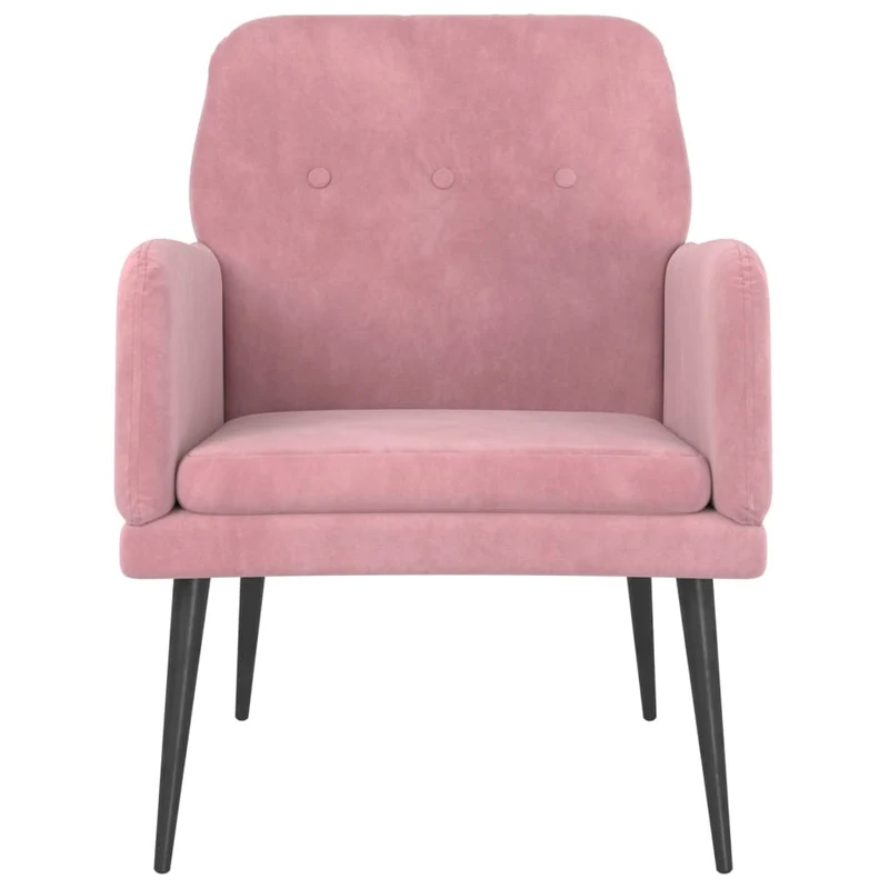 Fauteuil lounge design et moderne avec accoudoirs 62 x 79 x 79 cm en velours rose DEC028663