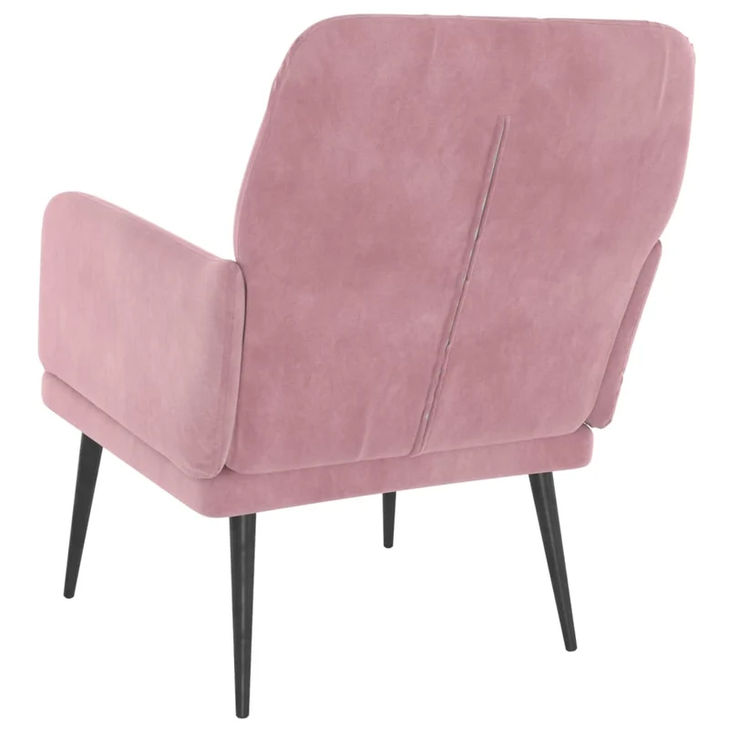 Fauteuil lounge design et moderne avec accoudoirs 62 x 79 x 79 cm en velours rose DEC028663