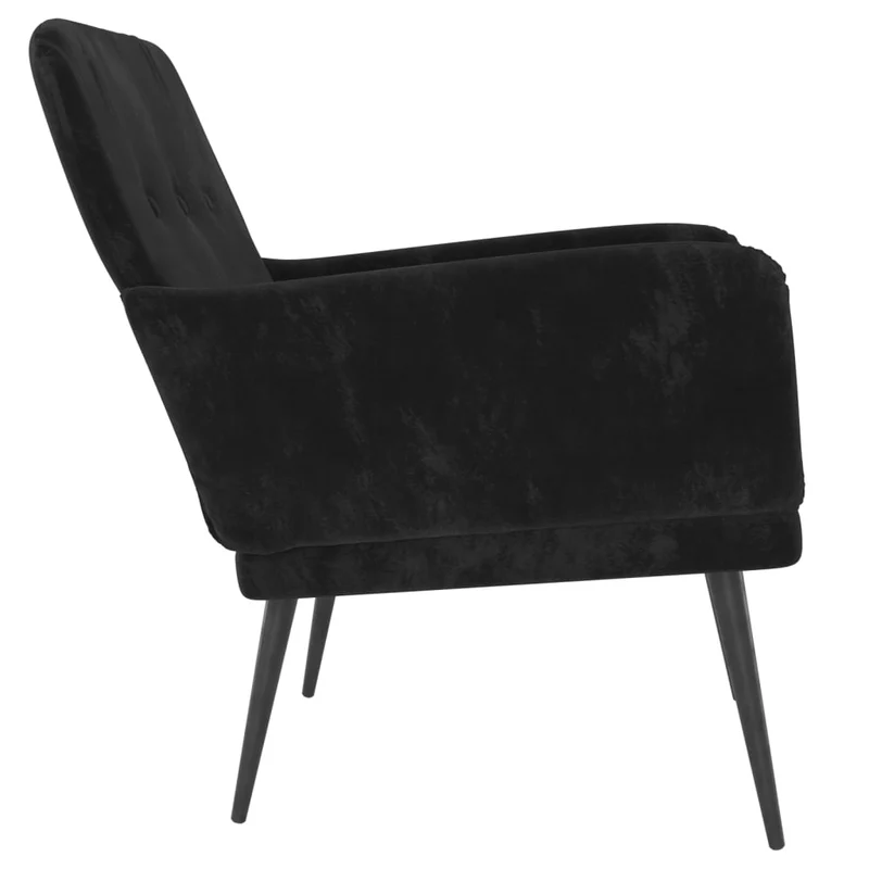 Fauteuil lounge design et moderne avec accoudoirs 62 x 79 x 79 cm en velours noir DEC028646