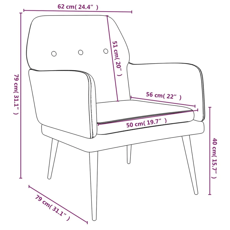 Fauteuil lounge design et moderne avec accoudoirs 62 x 79 x 79 cm en velours noir DEC028646