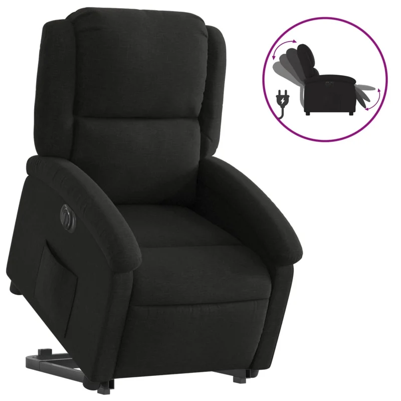 Fauteuil relax TV fonction de levage électrique très confortable en tissu noir DEC028510