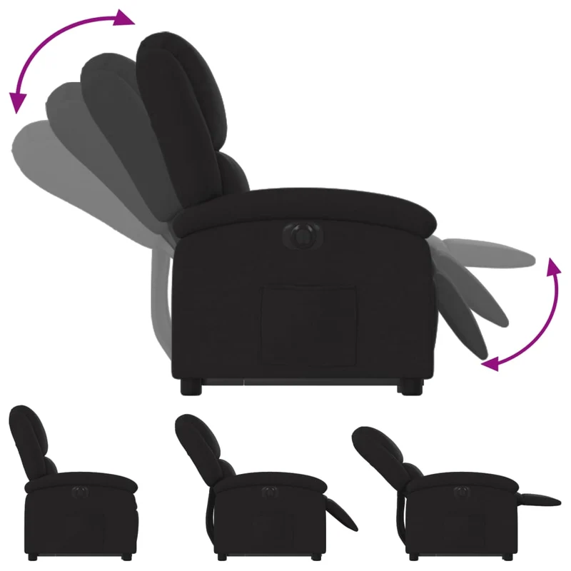Fauteuil relax TV fonction de levage électrique très confortable en tissu noir DEC028510
