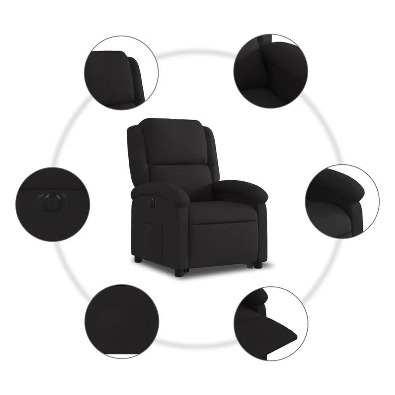 Fauteuil relax TV fonction de levage électrique très confortable en tissu noir DEC028510