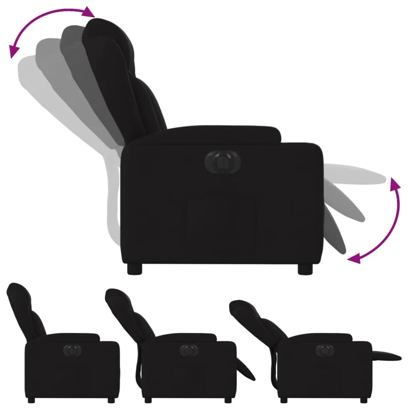 Fauteuil relax TV fonction d'inclinaison électrique très confortable en tissu noir DEC028507